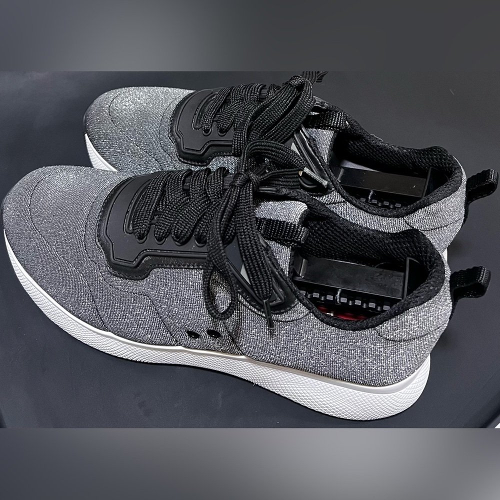 Prada Nylon Gray Glitter Effect Sneaker | 3E6321 | SIZE 39.5 US 9 - Picture 4 of 13